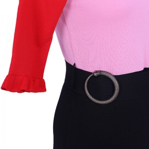 Damska dwuczęściowa komplet z dzianiny na szyję z krótkim rękawem 2018