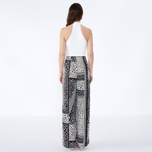 Damskie spodnie w paski Nowoczesne, niestandardowe niestandardowe spodnie Palazzo