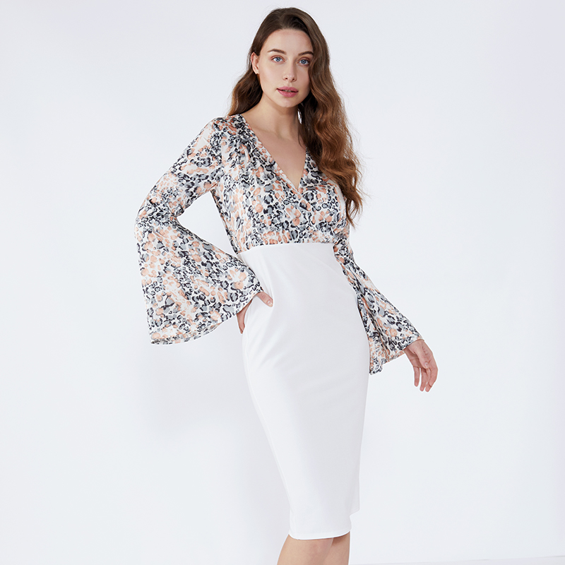 Biała, kwiatowa osłona, karbowana formalna sukienka bodycon 2019 Odzież damska