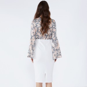 Biała, kwiatowa osłona, karbowana formalna sukienka bodycon 2019 Odzież damska