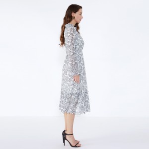 OEM Sukienka damska z długimi rękawami, długimi rękawami, nadrukiem zwierzęcym, w dużych rozmiarach