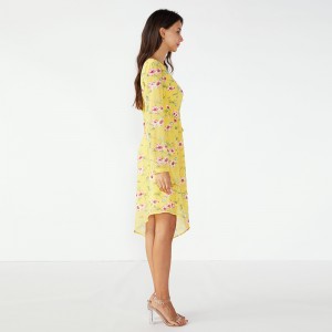 Żółta letnia sukienka dziewczęca 2019 w stylu retro