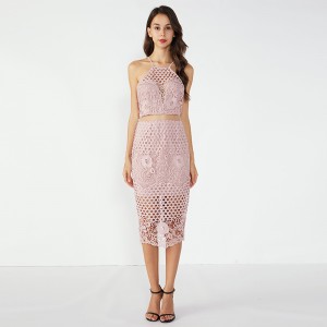 Różowe, ciasne obrazy Seksowna dwuczęściowa kompletowa królowa partii