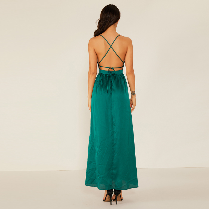 Custom Oem Summer Green Coctail Off Shoulder Sexy Evening Backless X Lady Elegant Dress Women