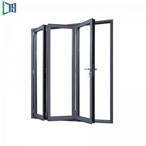 Drzwi harmonijkowe LYS 50 z podwójnymi szybami Marka Sprzęt Lakierowanie proszkowe Drewniane ziarno wykończone