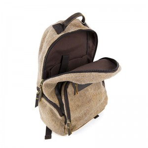 Skóra dwoina z płóciennym plecakiem na komputer, niezobowiązujący biznesowy plecak na laptopa 19SC-7747D