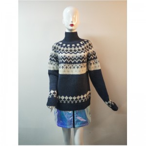 NIEBIESKI ABIGAIL FAIRISLE PATTERN JUMPER RLWS0014F