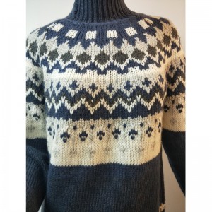 NIEBIESKI ABIGAIL FAIRISLE PATTERN JUMPER RLWS0014F