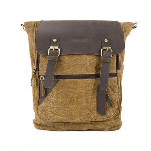 19SC-7909D zamykany na suwak przedział komputerowy skórzana klapa brezentowy plecak męski