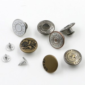 Okrągły metalowy guzik zatrzaskowy do jeansów z nadrukiem mody 10