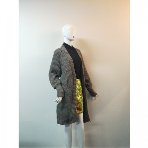 SZARY CARDIGAN SWEATER RLWS0033F