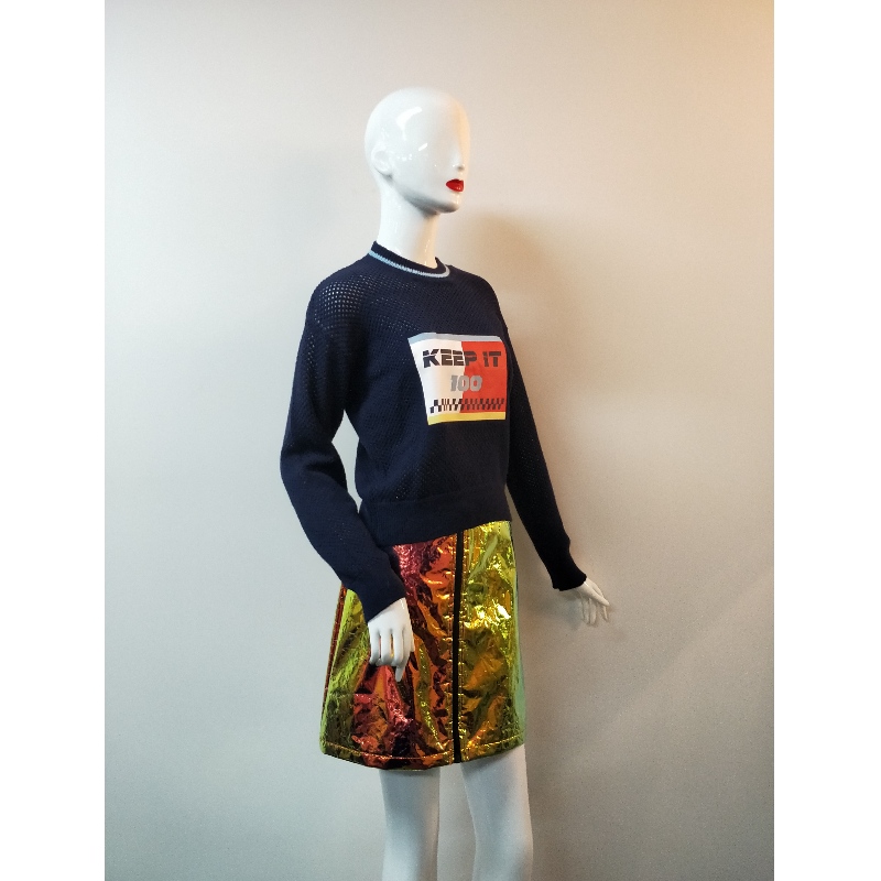 CIEMNO-NIEBIESKI SWETER DRUKU RLWS0041F