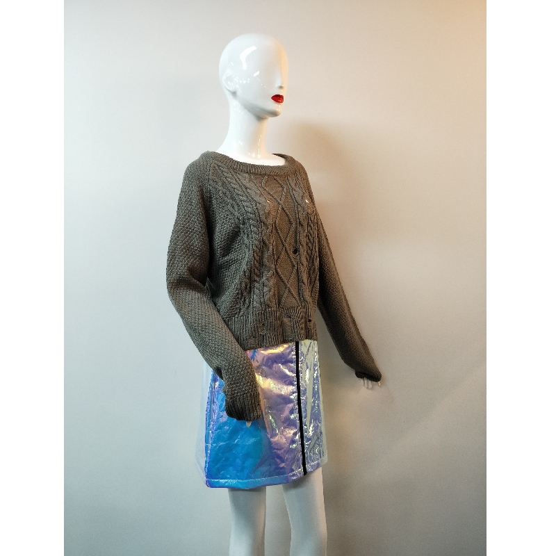 SZARY KABLOWY SWETER RLWS0053F