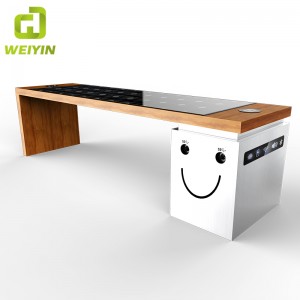 Stalowa ławka ogrodowa na patio Solar Energy Smart z USB i bezprzewodową ładowarką do telefonu