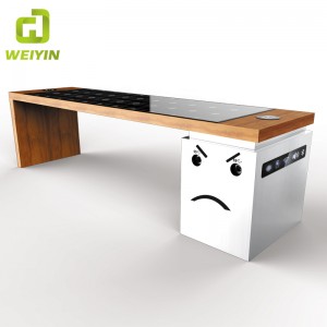 Stalowa ławka ogrodowa na patio Solar Energy Smart z USB i bezprzewodową ładowarką do telefonu