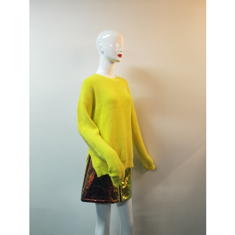 ŻÓŁTY BLUZA Z KRÓTKIM RĘKAWEM RLWS0070F