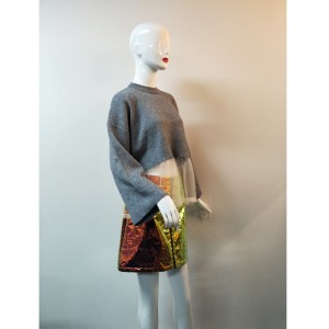 SZARY LACE HEM SWETER RLWS0073F