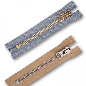 metalowy zamek błyskawiczny wykończony na zamek błyskawiczny metalowy zamek zamknięty koniec i otwarty koniec na dwa sposoby 3