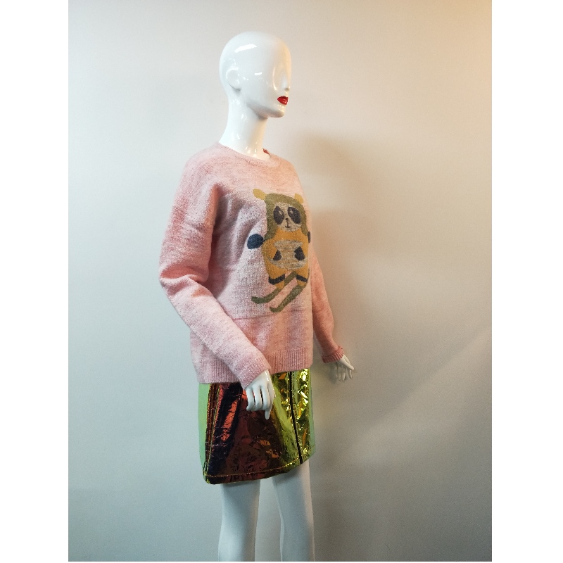 RÓŻOWY CARTOON PRINT SWEATER RLWS0081F