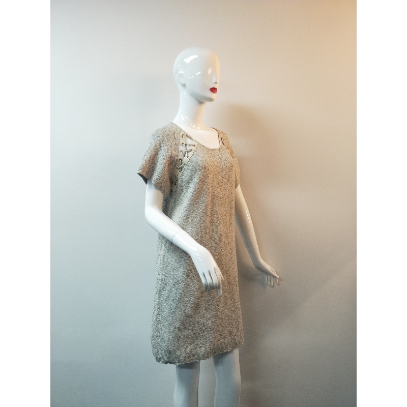 SZARY KRÓTKI RĘKAW LONGLINE SWEATER RLWS0086F