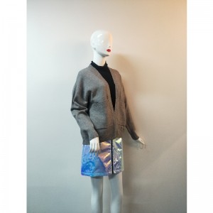 SZARY CARDIGAN SWEATER RLWS0090F