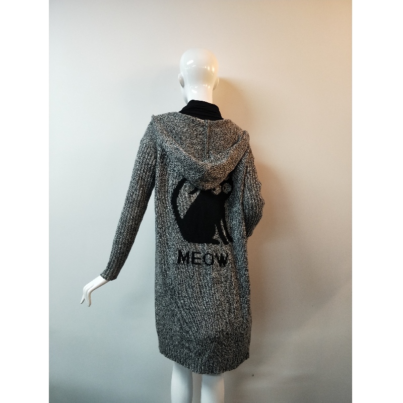 SZARY CARDIGAN SWEATER RLWS0091F