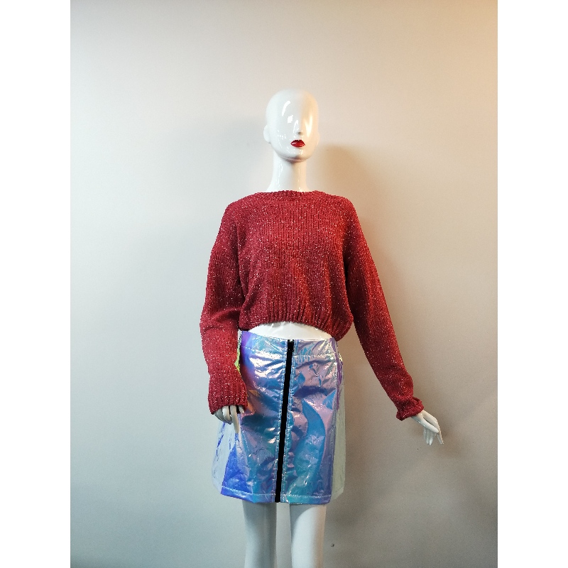 CZERWONY KRÓTKI SWETER RLWS0093F