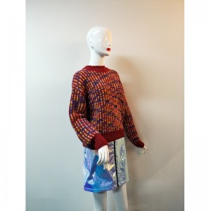 KOLOROWY SWETER Z KREWĄ SZYI RLWS0120F