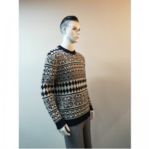 GRANATOWY SWETER Z PLAIDÓW RLMS0002F