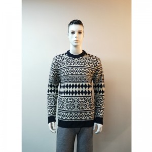 GRANATOWY SWETER Z PLAIDÓW RLMS0002F