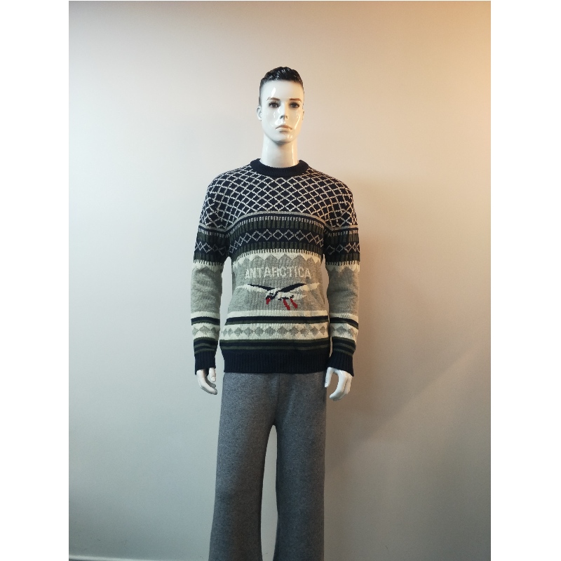 GRANATOWY SWETER Z KRÓTKIM RĘKAWEM RLMS0031F