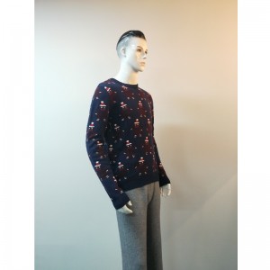 SWETER Z NADRUKIEM W PASKACH RLMS0053F