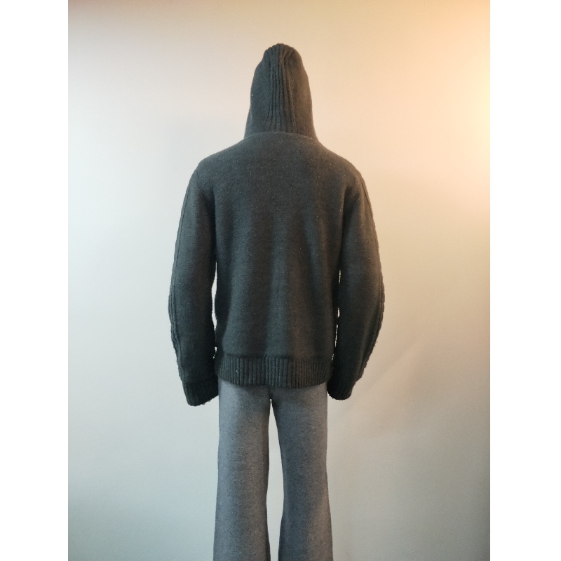 BLACK KNIT SWEATER COAT RLMS0063F
