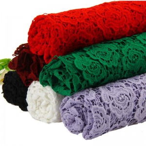 koronki jedwabne z mleka, koronki z poliestru / nylonu, koronki bawełniane, tkaniny