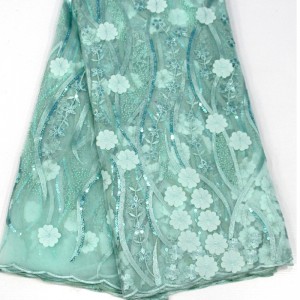 3d kwiat koronki z cekinami wysokiej jakości afryki francuski koronki tkaniny na wesele hafty koronki tkaniny netto