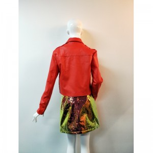 KURTKA RED PU BIKER RLWPJ0004N