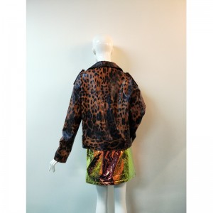 KURTKA BRĄZOWA CZARNO-DOTS PU RLWPJ0007N