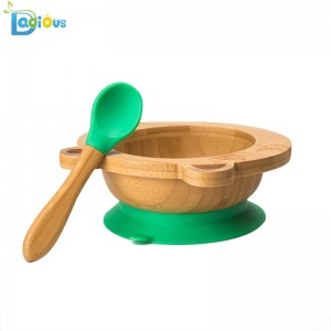 100% organiczne przybory dla niemowląt Bamboo Spill Proof Bambusowa przyssawka Bezpieczna nietoksyczna płyta bambusowa z silikonowym odsysaniem