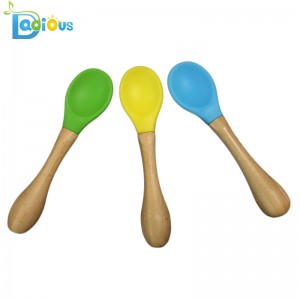 Ekologiczna naturalna łyżeczka ekologiczna dla niemowląt Spożywcza silikonowa łyżeczka dla niemowląt Żaroodporna łyżka dla dzieci Bambus