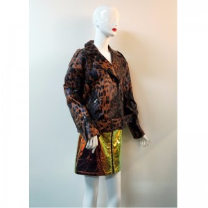 KURTKA BRĄZOWA CZARNO-DOTS PU RLWPJ0007N