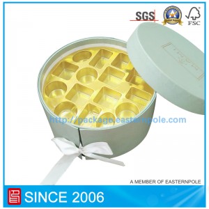 Luksusowe sztywne okrągłe pudełko czekoladowe z podwójnymi warstwami