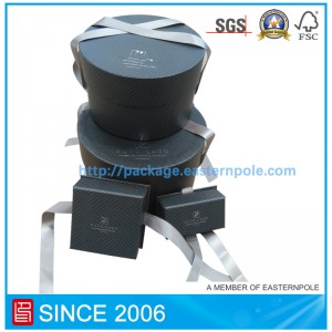 Luksusowe okrągłe pudełko czekoladowe z zamknięciem na wstążkę