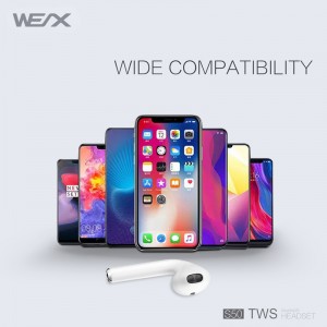 WEX S50 bezprzewodowe słuchawki, prawdziwe bezprzewodowe słuchawki stereo, słuchawki bluetooth 5.0