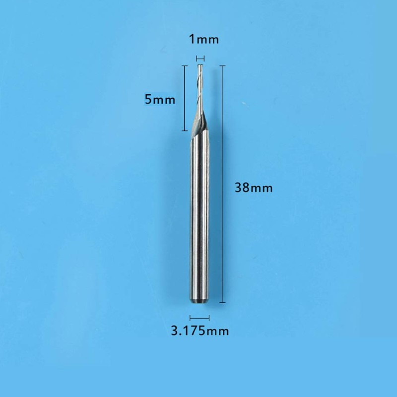 Frezy z węglika spiekanego, Frezy z podwójnym rowkiem Frezy spiralne z węglika spiekanego, płaskie Frezy CNC Router Bit 1 mm Średnica cięcia.