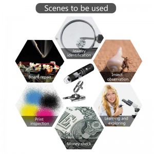 Bezprzewodowy cyfrowy mikroskop 50X do 1000X, 8-krotny powiększający aparat endoskopowy z futerałem i metalową podstawką, kompatybilny z systemem Android Windows 7 8 10 Linux Mac