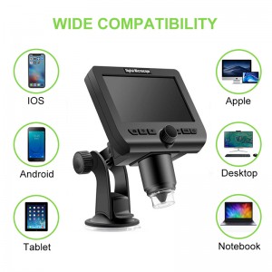 Bezprzewodowy cyfrowy mikroskop 1000X powiększenia z 4,3-calowym ekranem 8 diod LED dla iPhone Android Windows Kids Student i zestawy dla dorosłych