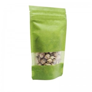 Non-Printing Resealable Green Paper Bags Torby z oknem