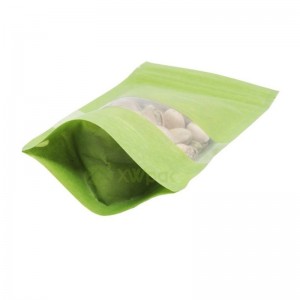 Non-Printing Resealable Green Paper Bags Torby z oknem