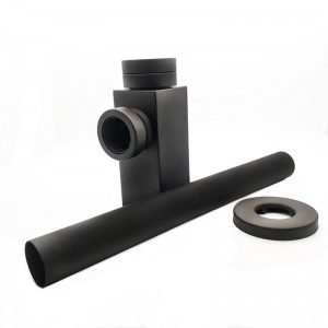 Kwadratowy mosiężny czarny syfon do zlewu