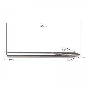 60-stopniowy bit V, EnPoint Grawerowanie metali Bit Twarde końcówki z węglików spiekanych Kształt stożka grawerowanie CNC z 2-ostrzami 1/8 ”3,175 mm Shank 0,1 mm Znakowanie końcówki Stożkowa wkładka do rzeźbienia dla stali Al...